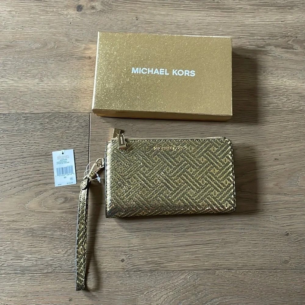 Michael Kors Gold Design Wristlet Phone Wallet
